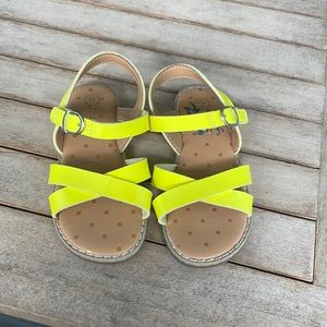 Bright neon yellow strappy cat and Jack toddler girl sandals size 9